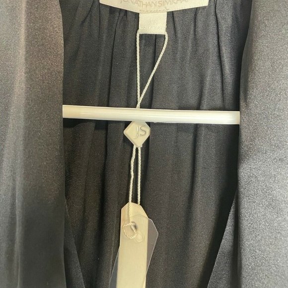 Jonathan Simkhai Satin Tie Neck Chantilly Lace Sleeve Wrap Black Blouse XS - Picture 10 of 12